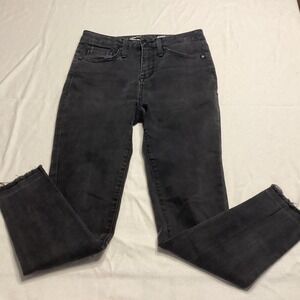 Seven7 Womens Mid Rise Skinny Jeans Charcoal Grey Raw Hem Stretch Denim Size 28
